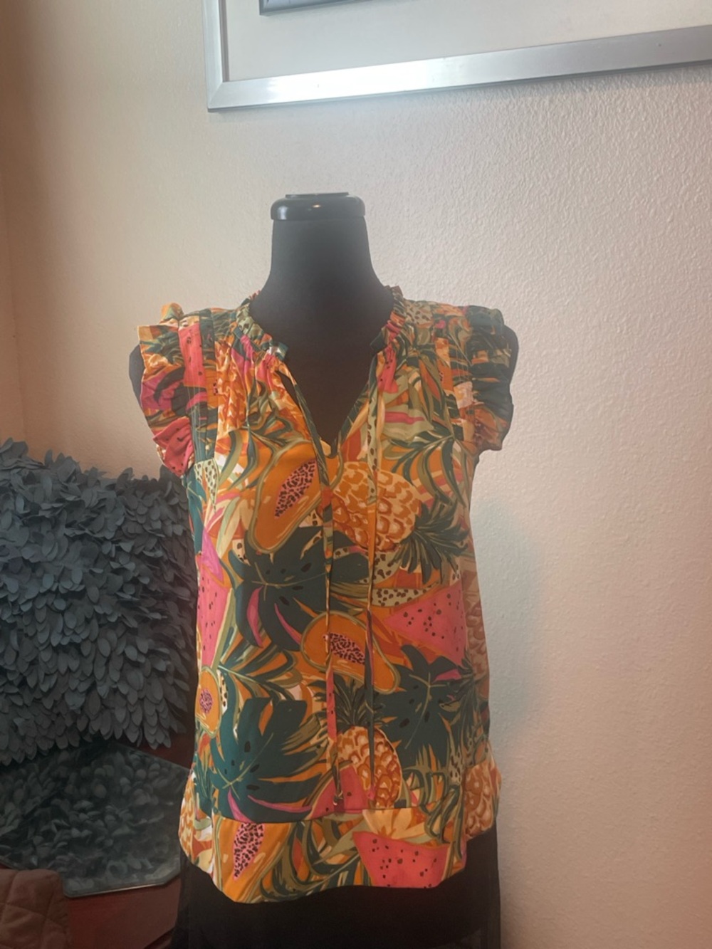 DR2 Tropical Print Abstract Blouse